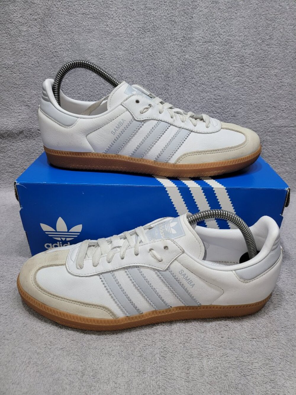 Adidas Samba OG Cloud White Halo Blue Tan Shoes IE0877 Women's/Ladies Size 9.5